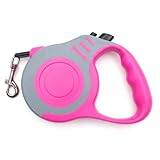 Retractable Dog Leash Lightweight 10/16FT Leash with Non-Slip Handle, for Small Dogs Puppy(Gray Pink, 10FT)