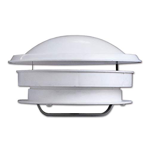 Aérateur de toit champignon - Protection contre les mouches - Pour caravane, camping-car, bateau - Blanc - Avec fermeture à cliquet