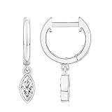 PAVOI 14K White Gold Plated S925 Sterling Silver Post Drop/Dangle Huggie Earrings for Women | Dainty Marquise Earrings