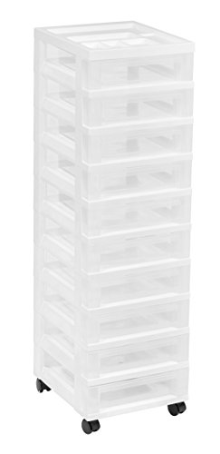image for Iris Ohyama IRIS USA Plastic Drawer Storage Organizer Rolling Cart, wi