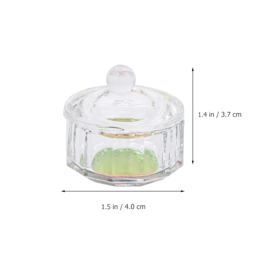 3 piezas tazones de vidrio para manicura con tapa miniatura 2