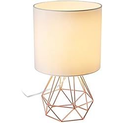 Lampara Mesa De Noche Rosa VONLUCE Lámpara de Mesita de Noche en Forma de Diamante Lámpara de Mesa Moderna para Salón y Dormitorio Lámpara Luz de Noche Color Rosa