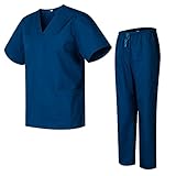 Medical Uniformen Unisex mit Jacke und Hose - Sanitäruniformen - XL, Navy blau