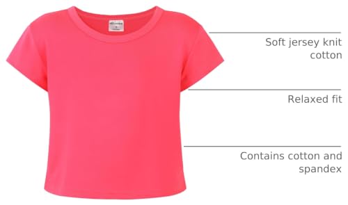 Image of Noomelfish Girls Short Sleeve Crop Tops Kids Summer Dance Cropped T-Shirts (5-14 Years)
