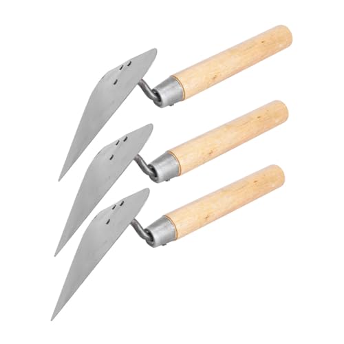 HOLIDYOYO 3 piezas Paleta de Albañilería Triangular de Acero Inoxidable con Mango de Madera Ergonómico de Fratasadora y Alisador de Mortero para Construcción y Hormigón