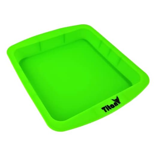 TitanOwl Silicone Deep Dish Container Tray Cake Pan Aprox 8"x8" + Carving Scrape Tool (Green)