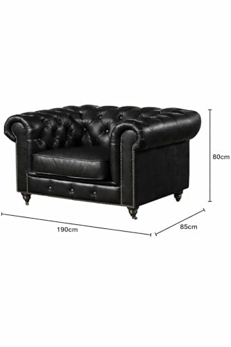 Image of Modern Classic Design Leatherette Luxury Chester Sofa Set with Button Tufted, 1 Seater Sofa for Living Room Home, Office, Living Room Set, Hotle and Lobby (Black, 1 Seater Sofa)