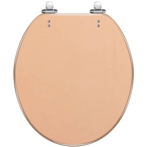 Round Toilet Seat a peach colored concrete wall Resin Toilet Seat Quietly Slow Close with Quick-Release Hinges Toilet Seat with Cover Easy to Clean Install