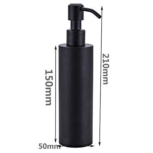 Dispensador de Jabón Líquido 200 ml dispensador de jabón de acero inoxidable negro recubierto redondo redondo botella de botella de botella de cocina suministros de baño Dispensadores de Detergente
