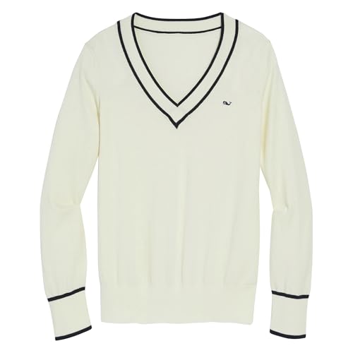 Vineyard Vines Cotton Cashmere Heritage V-Neck Sweater, Marshmallow, Small