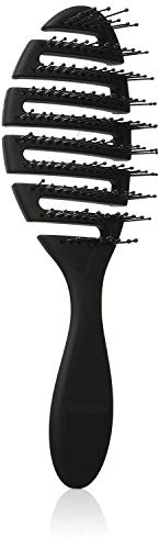 Speed Dry Hair Brush Soft Bristles Flexible Curved and Vented Hair Detangler Brush for Women Men Kids - Professional Hair Volumizer Brushes (Black)