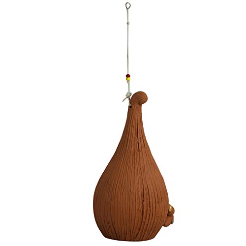 Image of ExclusiveLane 'Cuckoo in a Nest' Hand-Painted Bird Feeder Balcony and Garden Decorative Hanging Terracotta Bird House