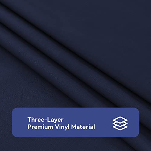 Image of Romanstile 100% Waterproof PVC Tablecloth, Rectangle Oil Spill Proof Stain Resistant Vinyl Table Cloth, Wipe Clean Plastic Table Covers for Kitchen /Dining /Parties - 54 x 78 Inch, Navy Blue