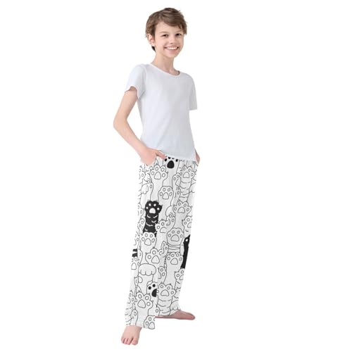 Boys' Pants Dog Cat Paws Long Bottoms Jogger Pants Elastic Waist Trousers with Pockets S-XL4