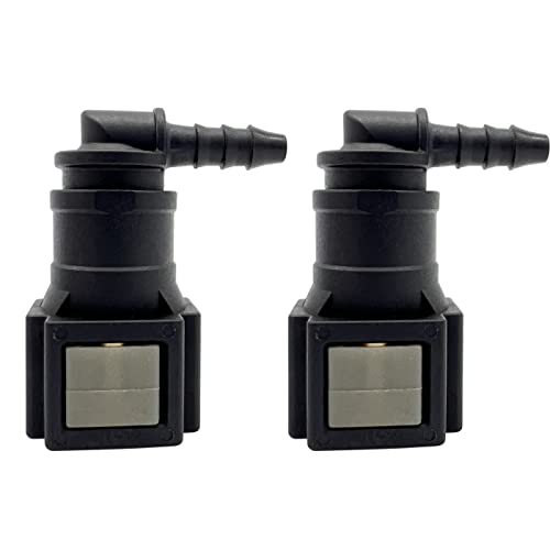 KRD PERFORMANCE 1/4 (6.3mm) SAE to 3/16 (4.8mm) 90 Degree Nylon Fuel Line Hose Quick Release Connector, Pack of 2