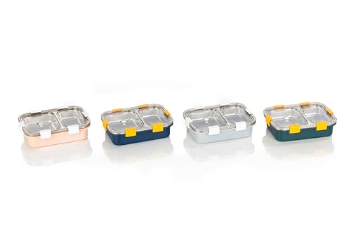 Image of Brand Conquer Lunch Box Leak-Proof BPA Free Stainless Steel for School, Lunch Box for School & Office with a Fork, a Spoon and a Pair of Chopsticks (Green, 2 Compartment)