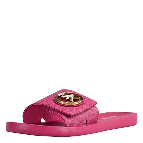 Michael Kors Womens MK Charm Slide Gold-Tone Hardware Raspberry 7