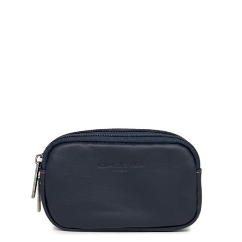 Porte-monnaie en cuir LANCASTER bicolore bleu foncé et camel ref 26069