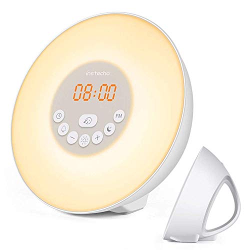 Wecker batteriebetriebene Digital Sonnenaufgang Wecker Digitaluhr Wake Up-Licht mit 6 Nature Sounds FM Radio und Touch Control