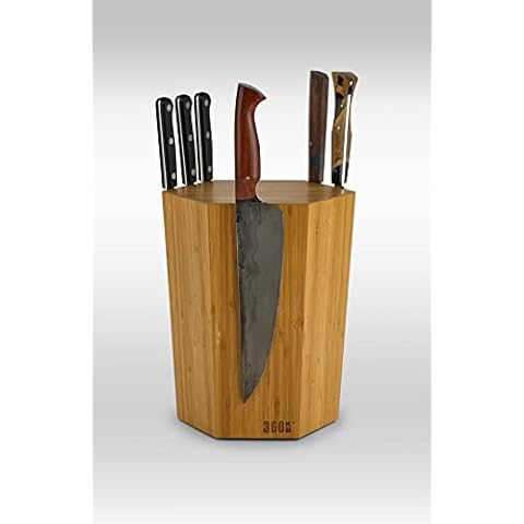 360KnifeBlock® - The 360KB™ (bamboo) ROTATING Magnetic Knife Block 10" tall SeriousEats/Food&Wine BEST Universal Knife Block - handmade in Washington Cover