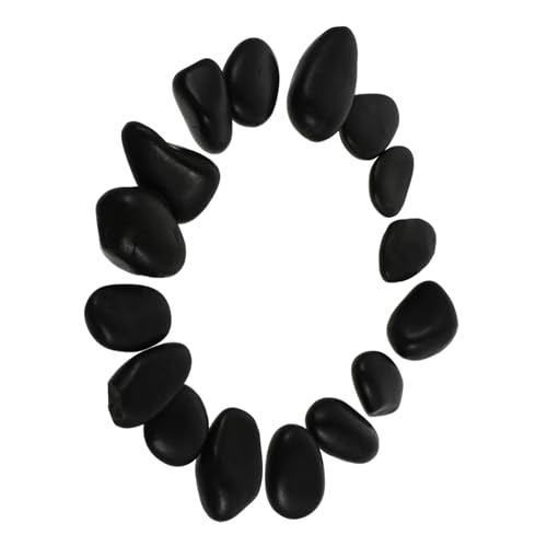 DOITOOL 16piezas Piedras Pintadas Mano Guijarros Negros para Manualidades Pintar Rocas para Decoración de Jardín para Dibujar y Pintar