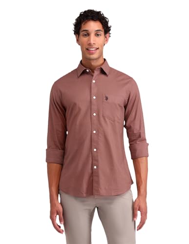 Image of U.S. POLO ASSN. Solid Tailored Fit Shirt for Men - 100% Cotton, Breathable & Comfortable, Full Sleeves Casual Shirt for Men