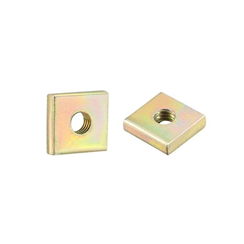 sourcing map 50 Stücke Vierkantmuttern M3x8mmx2mm gelb verzinkt metrisches Sortiment Kit