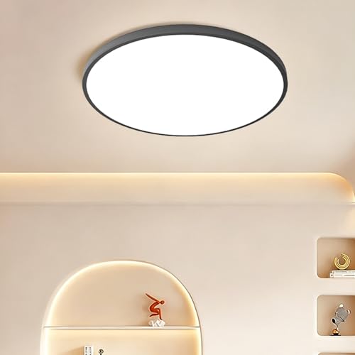 Éclairage de plafond LED moderne rond noir 30cm dimmable pour maison