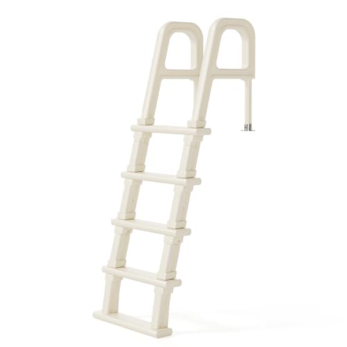 VINGLI Pool Ladder, 5-Step Inclined PE Pool Stairs with Double