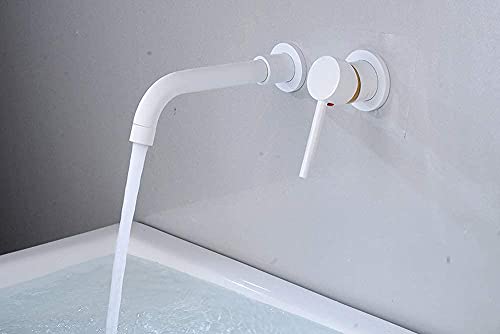 Robinet de Salle de Bain en Laiton Blanc Robinet Lavabo Encastré Design