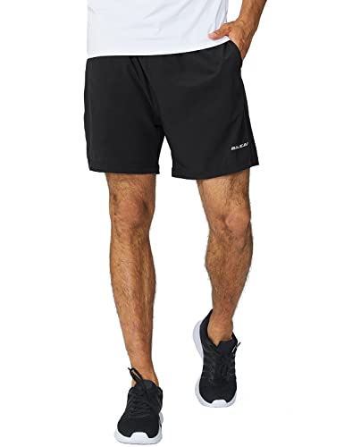 BALEAF Men's 5 Inches Running Athletic Shorts Zipper Pocket No Lining Black Size M BALEAF Men's 5 Inches Running Athletic Shorts Zipper Pocket No Lining Black Size M