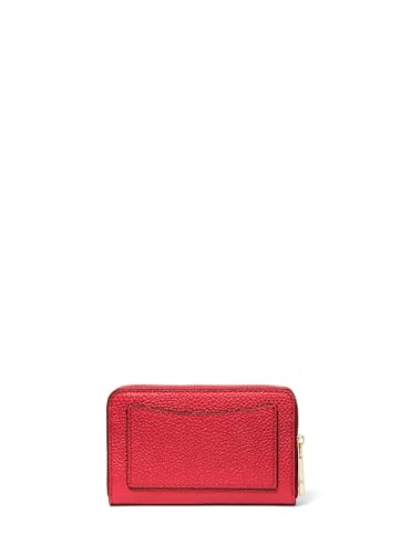 Image of Michael Kors Jet Set Small Zip Around Card Case, Gold-Tone Hardware /Crimson