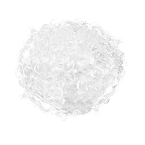 STOBOK Encaracolado Peruca Fofa Vovó Peruca Cabelo Sintético Cinza Branco Cosplay Party Dress Masque