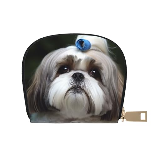 Shih Tzu Dog Credit Card Holder Wallet, Leather Zipper Card Wallet For Women Ladies Rfid Blocking Card Case Small Coin Purse Accordion Wallet Gift