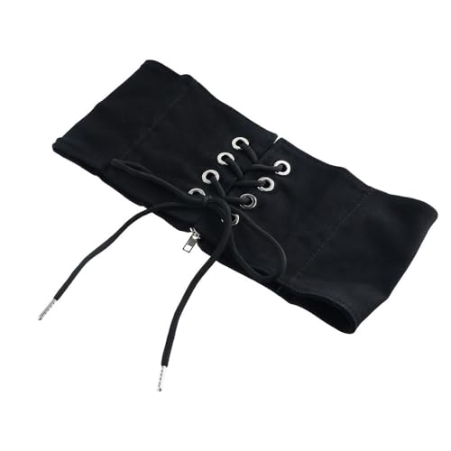 Pokinge Women?s Elastic Costume Waist Belt Lace Up Corset Belt Elastic Waist Cinch Belts Retro Wide Tied Waspie Belt Adjustable Gothic Cummerbunds4