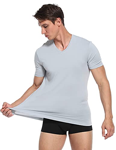 COLORFULLEAF Men's Bamboo Undershirts Regular Fit V Neck T-Shirts Short Sleeve Crew Neck Tees 3 or 6 Pack4