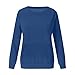Women Crewneck Long Sleeve Sweatshirts Solid Color Pullover Tops No Hood Fall Fashion Comfort Sweaters with Pocket (Blue,X-Large)