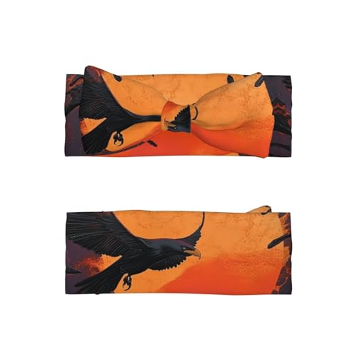 Crow close-up, flying over the sunset Baby Headbands Soft Nylon Hairbands with Stretchy Bows Girls Hair Accessories for Newborn Infant Toddler Kids2