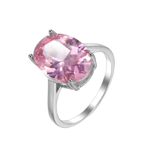 LRGKMCWTOB Women Fashion 925 Silver Oval Cut Pink Topaz Gemstone Ring Wedding Jewelry Size 6-10 (Size 7)