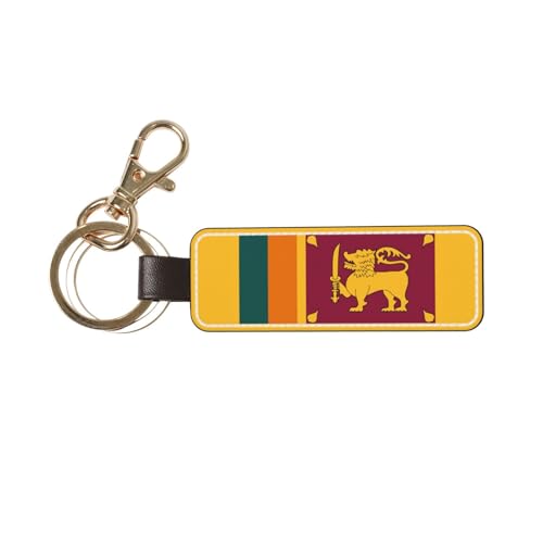 JEJEA Porte-clés de voiture en cuir imprimé drapeau du Sri Lanka mignon, porte-clés accessoires pour clés de voiture pour femmes et hommes