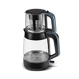 Karaca Glass Tea XL 2 in 1 Glas Wasserkocher Teemaschine Ocean Wave, XL-Kapazität, Warmhaltefunktion Energie und hält das Wasser, 360° drehbaren Sockels, LED-Statusanzeige