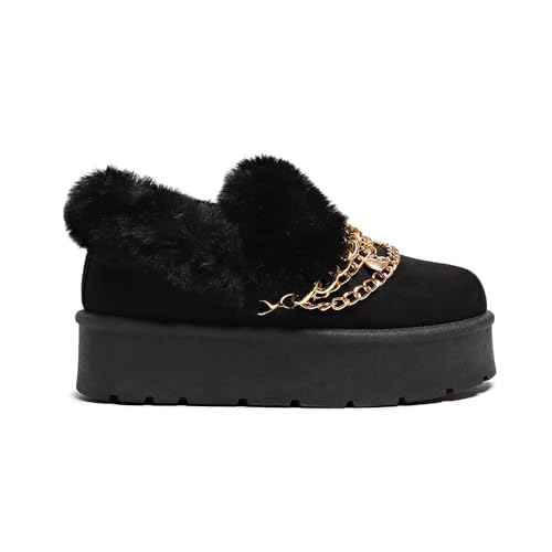 Women’s Slippers Platform Mini Boots for Suede Leather Slip-on Fluffy Warm Comfy2