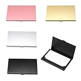 Qnvyw 4Stk Visitenkartenetui Aluminium Business Card Holder, Scharnierdeckel Design für 12-15 Karten, Elegantes Kartenetui als Geschenk in 4 Farben (Schwarz, Gold, Silber, Roségold)