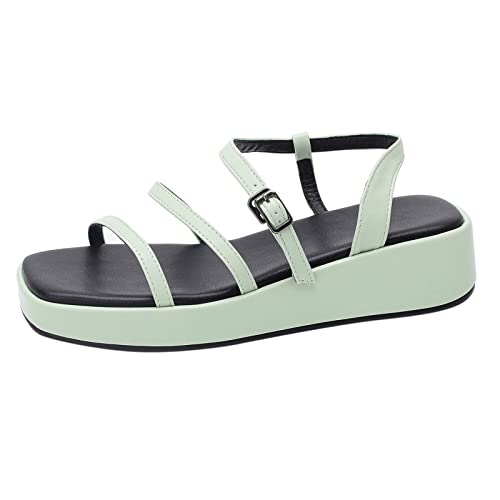 Sandales femmes plateforme bout ouvert nu-pieds plats strappy Bviennic confort de plage