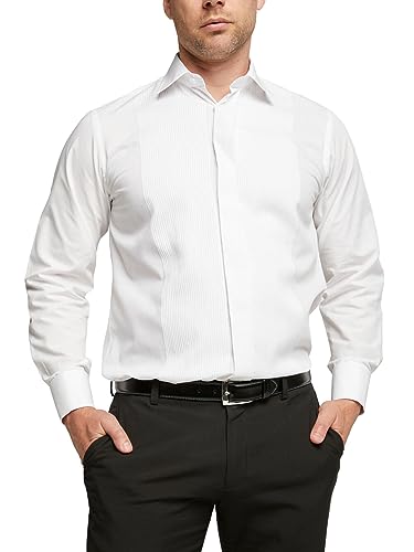 Double Two Men's White Ribbed Piqué Evening Dress Shirt
