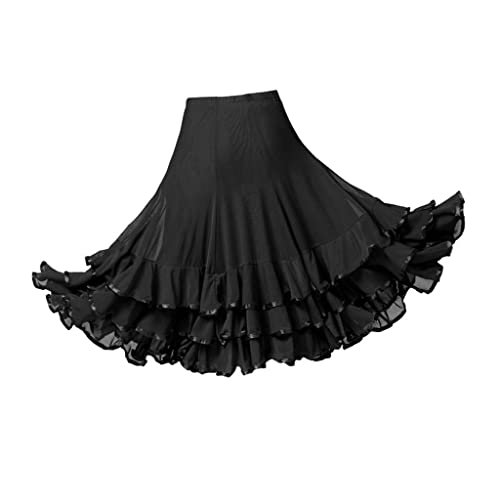 Jupe de danse latine mi-longue avec un look fluide en polyester
