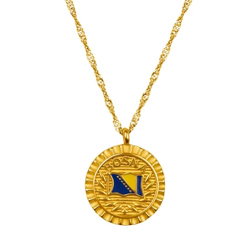 Collier drapeau Bosnie femme - Pendentif bosnien et chaîne ajustable