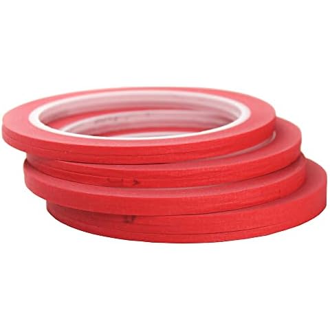 Paper Masking Tape for Painting & Drawing & DIY Nail Arts & Pattern Making Draping Tape 3mm x 9Rolls (Red) Cover