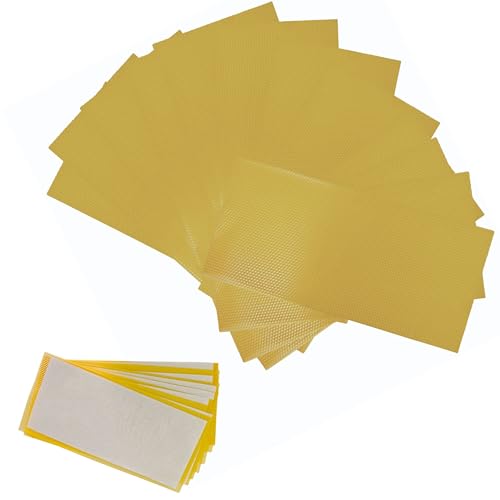 Bee Wax Foundation for Bee Frames, 15 Pcs Bee Foundation Beeswax Sheets for Bee Hive Frames, Bees Wax for Candles Making
