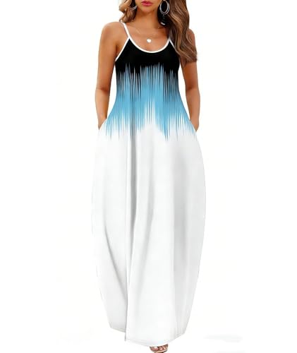 Image of Wolddress Womens Maxi Dress with Pockets 2026 Casual Strap Plus Size Loose Plain Long Office Summer Beach Travel Dresses S-5X
